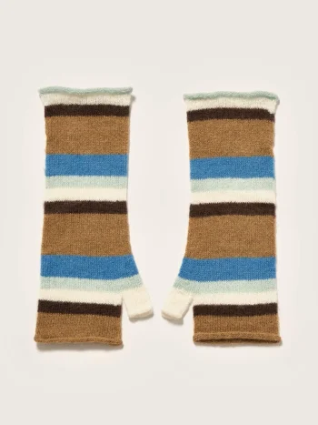 New Bellerose Amain Vingerloze Handschoenen Ocean / Off White / Tan