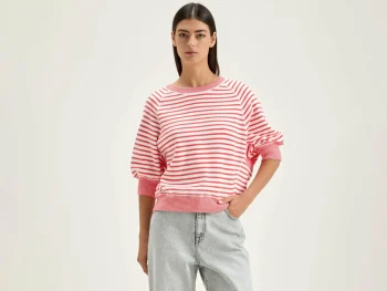 Discount Bellerose Anglet Ronde-hals Trui Corail / Vintage White