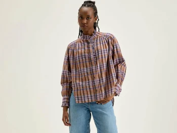 Outlet Bellerose Claudia Geruite Blouse Copper / Light Rose