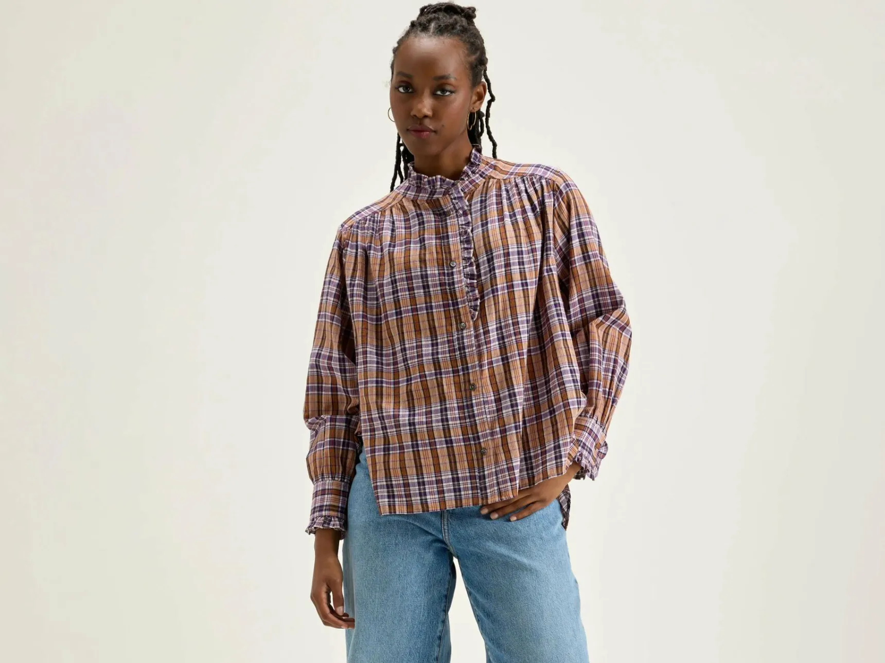 claudia-geruite-blouse-xqQOeogR-0.webp Outlet Bellerose Claudia Geruite Blouse Copper / Light Rose