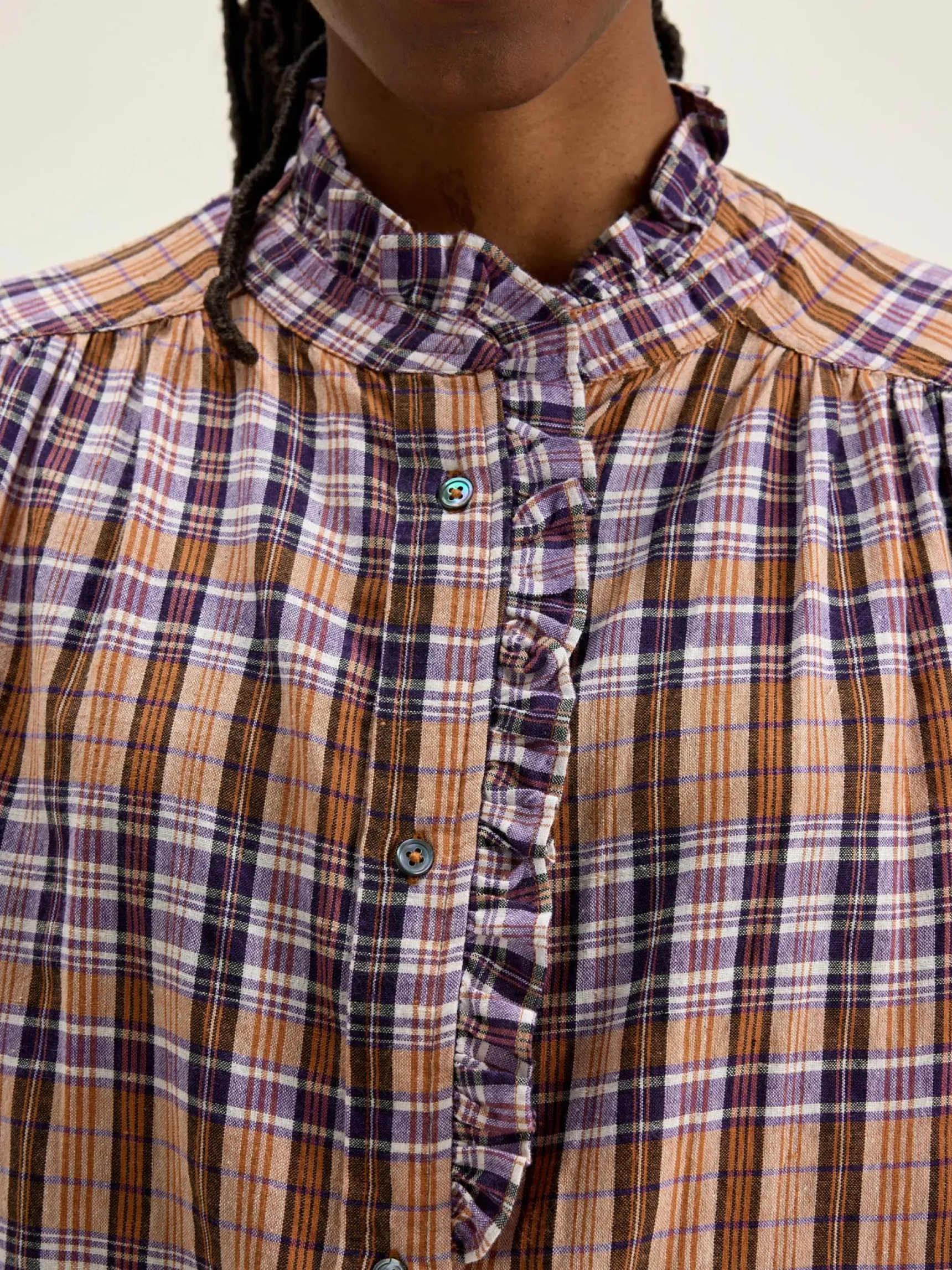 claudia-geruite-blouse-xqQOeogR-4.webp Outlet Bellerose Claudia Geruite Blouse Copper / Light Rose