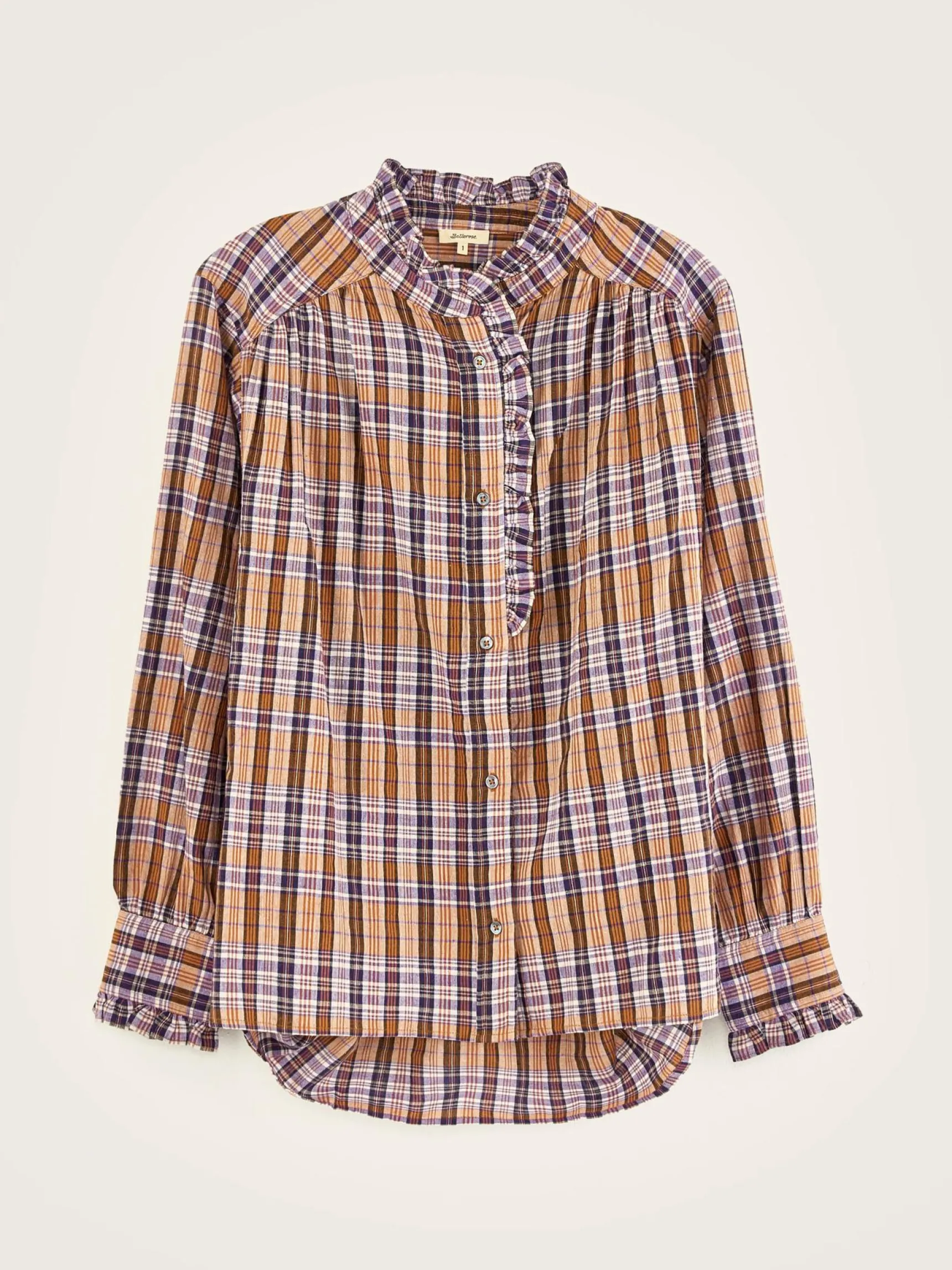 claudia-geruite-blouse-xqQOeogR-6.webp Outlet Bellerose Claudia Geruite Blouse Copper / Light Rose