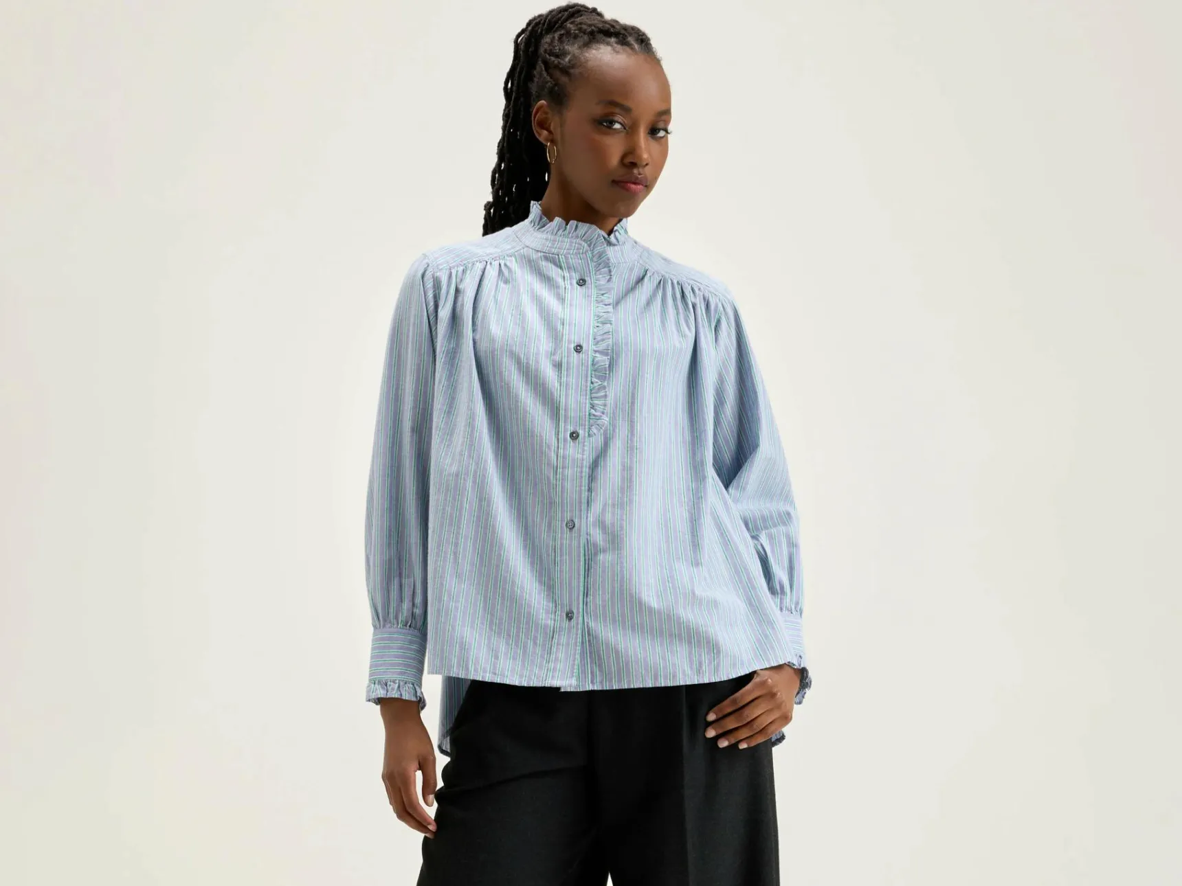 claudia-gestreepte-blouse-hOECyPNU-0.webp Outlet Bellerose Claudia Gestreepte Blouse Bonbon / Mojito