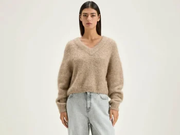 Fashion Bellerose Daruz Cropped Trui Beige Mélangé