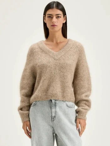 Fashion Bellerose Daruz Cropped Trui Beige Mélangé