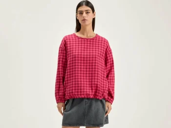 Clearance Bellerose Padoue Geruite Blouse Fushia