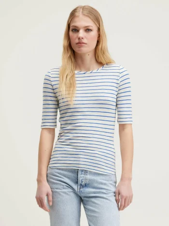 Fashion Bellerose Seas Slim T-shirt Ecru / True Blue