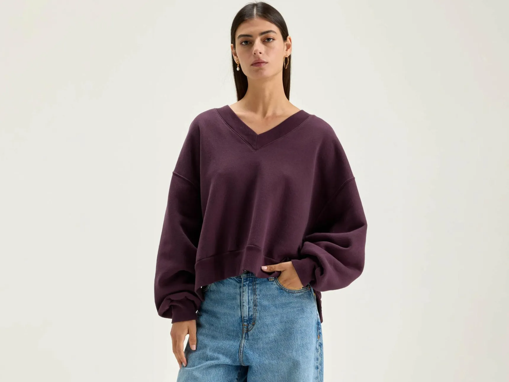 varola-v-hals-sweatshirt-ykmQIRYG-0.webp Fashion Bellerose Varola V-hals Sweatshirt Wine