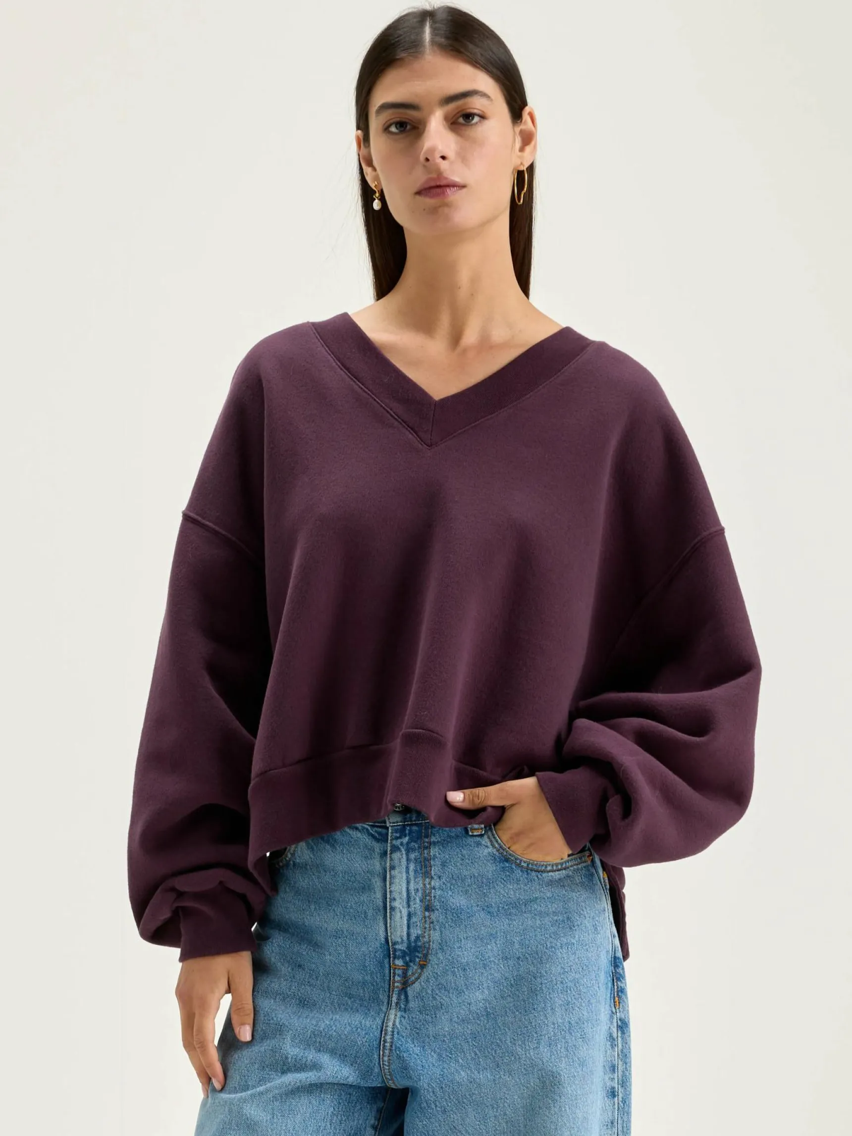 varola-v-hals-sweatshirt-ykmQIRYG-1.webp Fashion Bellerose Varola V-hals Sweatshirt Wine